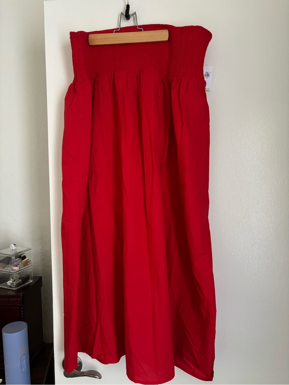 Old Navy Red Smocked-Waist Maxi Skirt